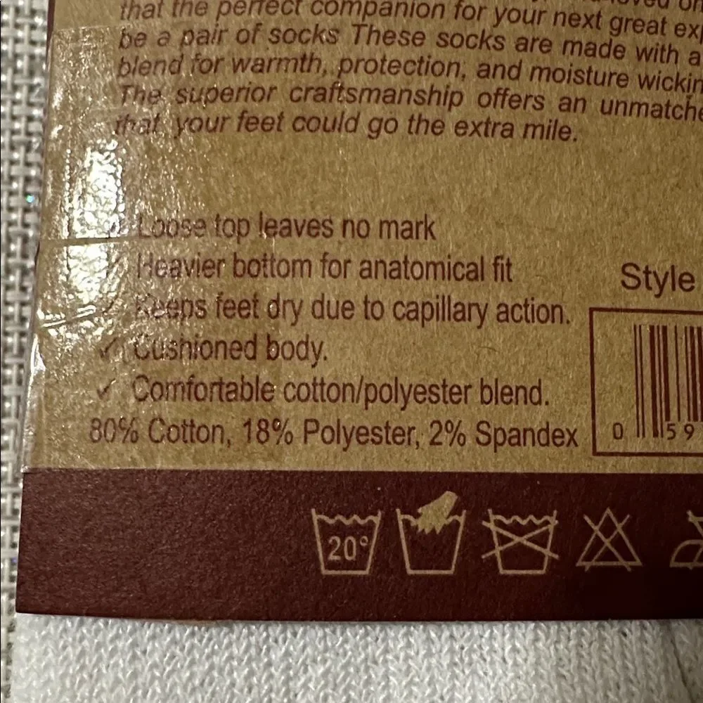 Diabetic Socks 3 pk White Cotton Blend Unisex Loose Top Cushioned Socks